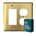 Brushed Brass 2 Gang (Rocker Duplex Combo) Mid Size
