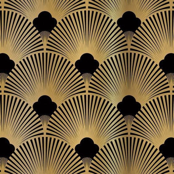 Gold and black Art Deco fan pattern