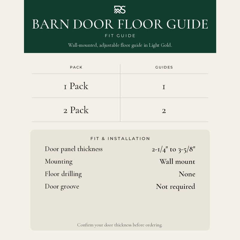 Barn Door Floor Guide | Light Gold - size guide