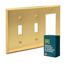 Brushed Brass 3 Gang (2 Toggle 1 Rocker Combo)