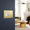 Deco 3-gang rocker/toggle combo wall plate in Brushed Brass, - lifestyle