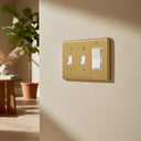 Signature 3-gang toggle/rocker combo wall plate in Brushed B - lifestyle
