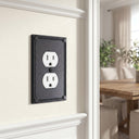 Pearl 1-gang duplex wall plate in Black, lifestyle photo