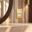 Forge 1G Duplex Wall Plate in Brushed Gold in a bathroom - lifestyle