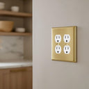 Signature 2-gang duplex outlet cover in Brushed Brass, photo - lifestyle