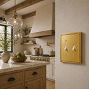 Pearl 2-gang toggle wall plate in Brushed Gold, lifestyle photo