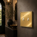 Pearl 2-gang toggle wall plate in Brushed Gold, lifestyle photo