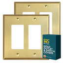 Brushed Brass 2 Gang Rocker Switchplate (Mid Size)
