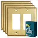 Brushed Brass 2 Gang Rocker Switchplate (Mid Size)