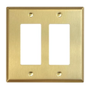 Brushed Brass 2 Gang Rocker Switchplate (Mid Size)