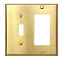 Brushed Brass 2 Gang (Toggle Rocker Combo) Mid Size