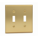 Brushed Brass 2 Gang Toggle Switchplate