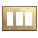 Brushed Brass 3 Gang Rocker Switchplate (Mid Size)