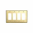 Brushed Brass 4 Gang Rocker Switchplate (Mid Size)
