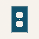 A dark teal electrical outlet cover plate with a double socket design, shown against a light cream background.