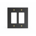 Modern Black 2 Gang Rocker Switchplate (Mid Size)