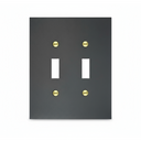 Modern Black 2 Gang Toggle Switchplate (Mid Size)