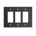 Modern Black 3 Gang Rocker Switchplate (Mid Size)