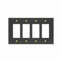 Modern Black 4 Gang Rocker Switchplate (Mid Size)
