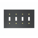 Modern Black 4 Gang Toggle Switchplate (Mid Size)