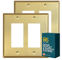 Brushed Brass 2 Gang Rocker Switchplate (Mid Size)
