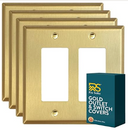 Brushed Brass 2 Gang Rocker Switchplate (Mid Size)