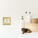 Brushed Brass 2 Gang Rocker Switchplate (Mid Size)