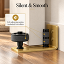 Silent and smooth: gold barn door floor guide with felt silencing strips included for the rollers