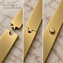 Brushed gold barn door track in 4 connectable pieces with puzzle joints and connector screw