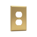 Deco 1-gang duplex outlet cover in Brushed Brass
