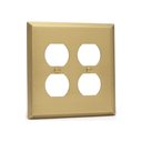 Deco 2-gang duplex outlet cover in Brushed Brass