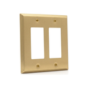 Deco 2-gang rocker switch plate in Brushed Brass