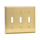 Deco 3-gang toggle switch plate in Brushed Brass