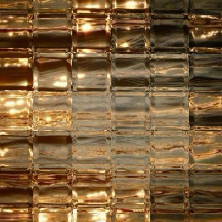 Gold-lit glass block wall