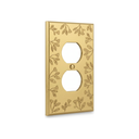 Floral 1-gang duplex outlet cover in Brushed Gold