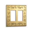 Floral 2-gang rocker switch plate in Brushed Gold