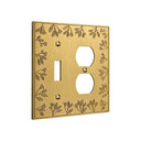 Floral 2G Toggle Duplex wall plate in Brushed Gold
