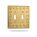 Floral 2-gang toggle switch plate in Brushed Gold