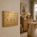 Floral 3G Toggle wall plate in Brushed Gold on a wall in a styled room
