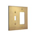 Forge 2G TR Combo wall plate in Brushed Gold, angled view