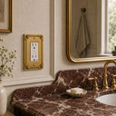 Honey Bee 1G Rocker Wall Plate in Brushed Gold in a bathroom