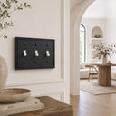 Imperial 3G Toggle wall plate in Black on a wall in a styled room