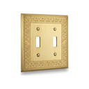 Laurel 2-gang toggle switch plate in Brushed Gold
