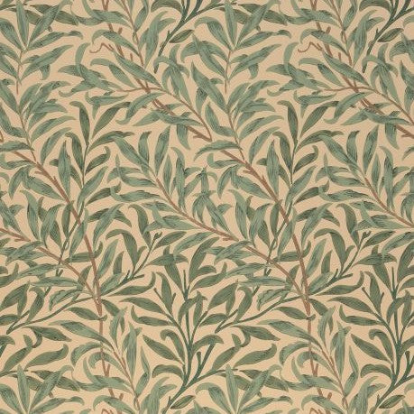 Willow leaf wallpaper in soft green and cream
