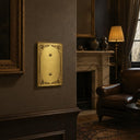 Palazzo 1G Blank wall plate in Brushed Gold on a wall in a styled room