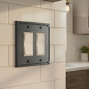 Pearl 2-gang rocker wall plate in Black, lifestyle photo