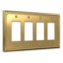 Pearl 4-gang rocker switch plate in Brushed Gold