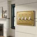 Pearl 4G Toggle wall plate in Brushed Gold on a wall in a styled room