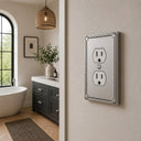 Pearl 1-gang duplex wall plate in Brushed Nickel, lifestyle photo