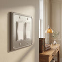 Pearl 2-gang rocker wall plate in Brushed Nickel, lifestyle photo